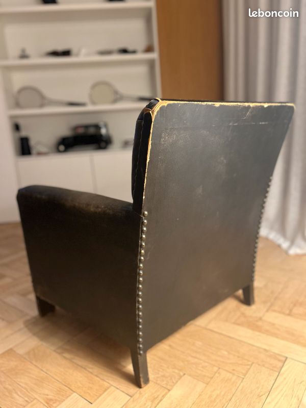 Fauteuil vintage en cuir style industriel (image 5)