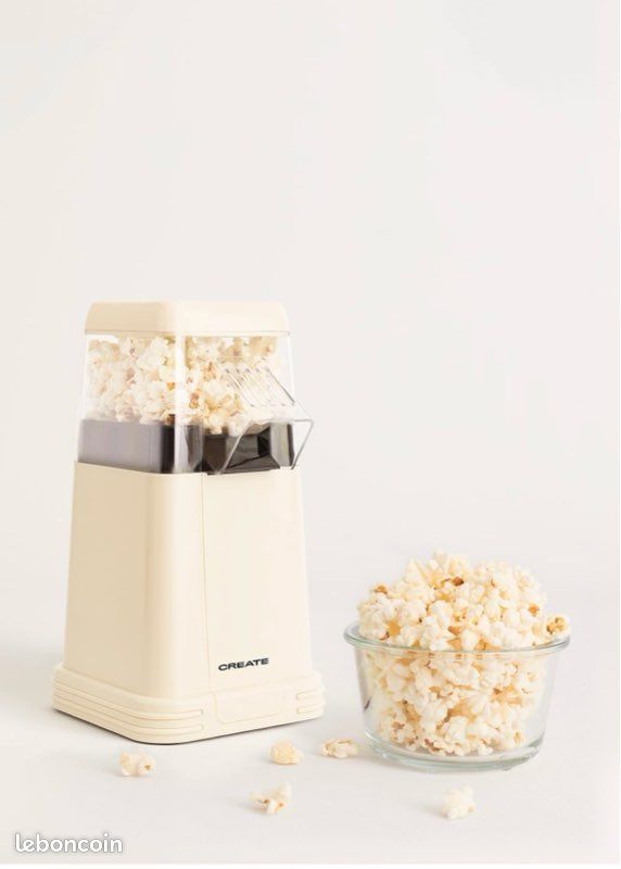 CREATE Machine à Popcorn Électrique 1200W - Style Rétro Sans Huile