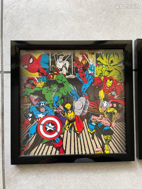 2 cadres photos carrés avec décor Marvel 29x29cm (image 2)
