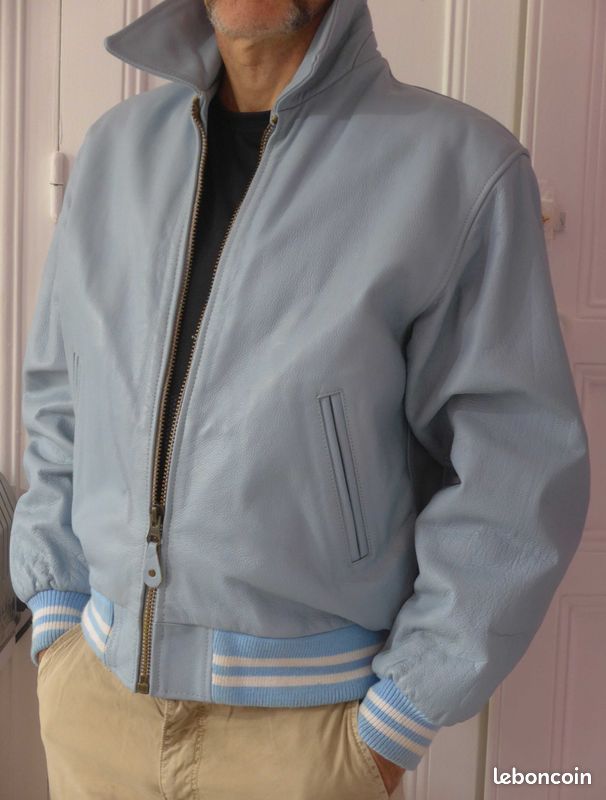 Blouson cuir bleu Skipper by Oakwood taille S Vêtements