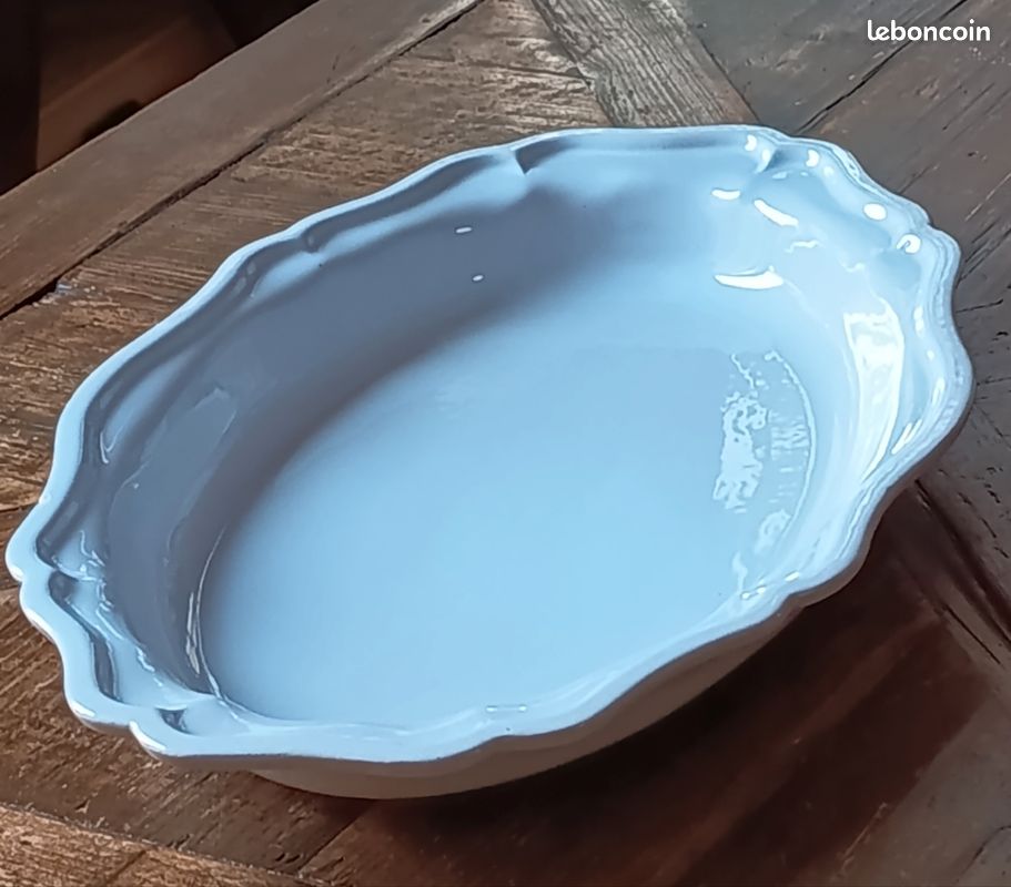Plat à Four Ovale Ancien En Tôle émaillée Verte – Longueur 29 Cm