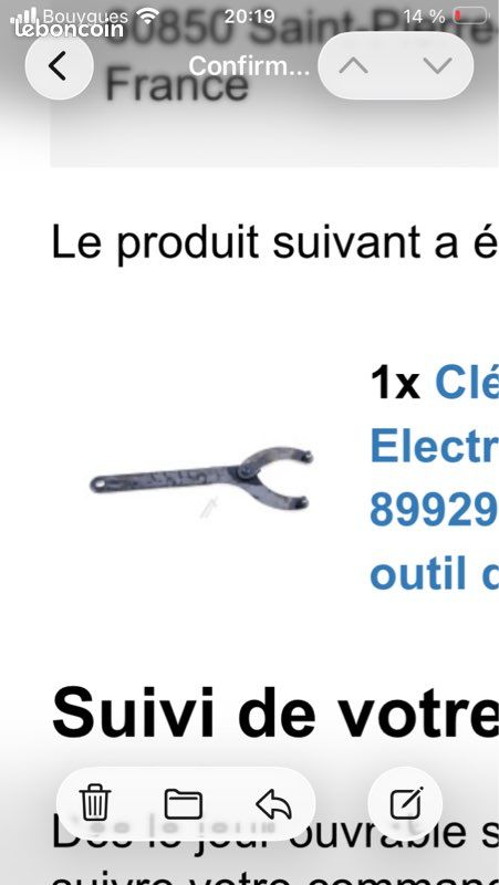 Clef pour déposer palier de roulement lave-linge (image 1)