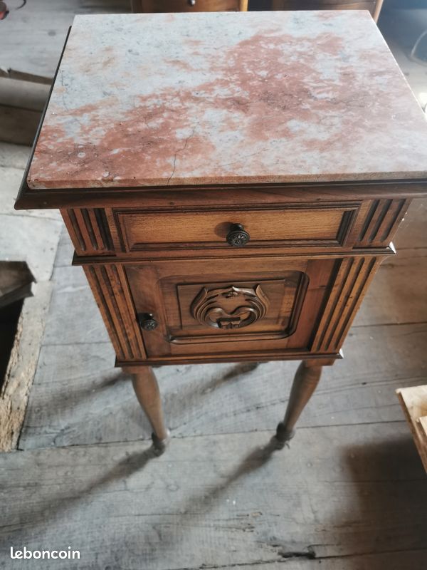 Table de chevet ancienne dessus marbre (image 3)