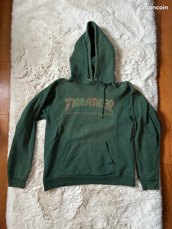 Sweat à capuche vert Thrasher S (34-36) Vêtements