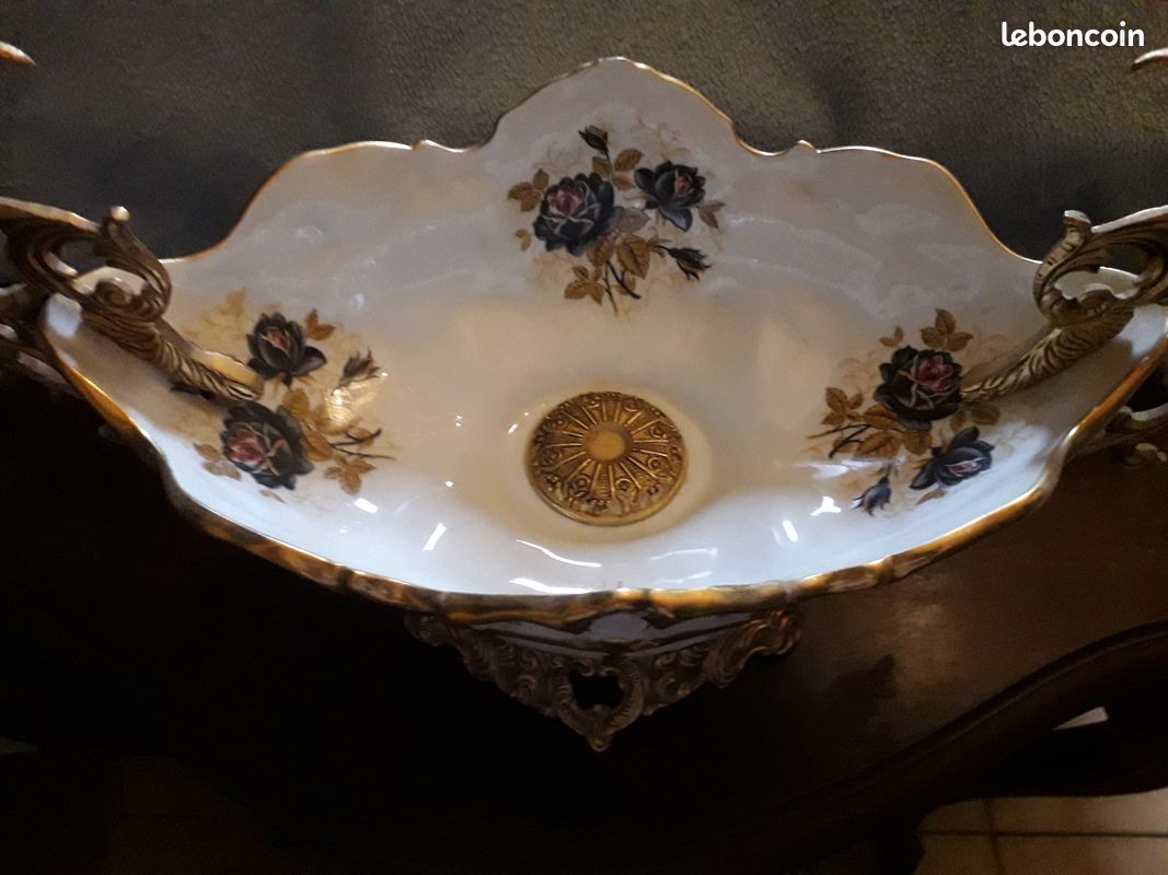 Centre de table porcelaine et bronze ancien (image 4)