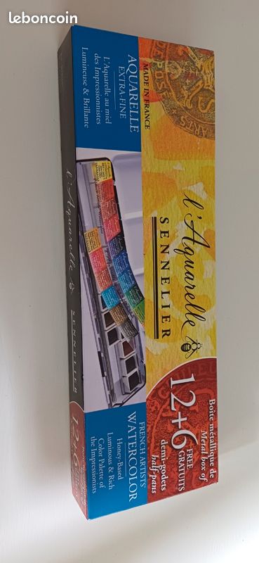 Boîte de peinture aquarelle Sennelier neuve 18 demi godets (image 2)