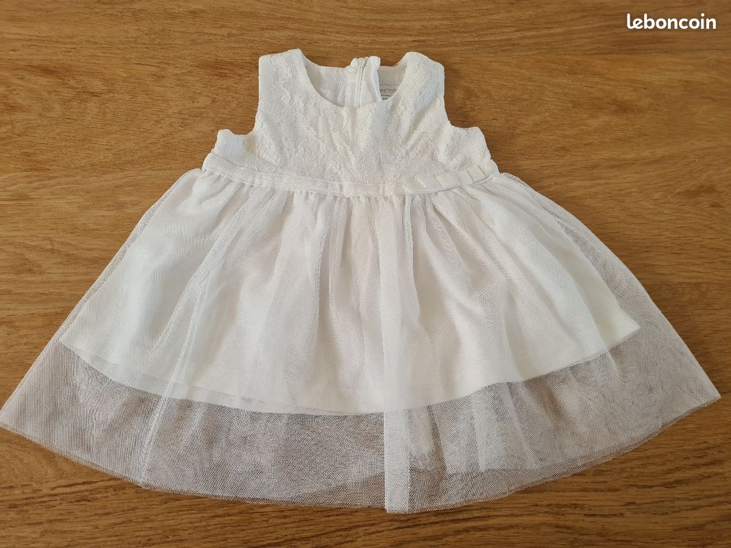Robe de cérémonie PitterPatter blanche 6-12 mois (image 1)