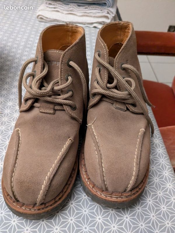 Anciennes Chaussures De Montagne LE TRAPPEUR, Cuir Noir, Taille 42/43 (EUR 42,5) – Parfait Pour Collection Ou Rando Vintage