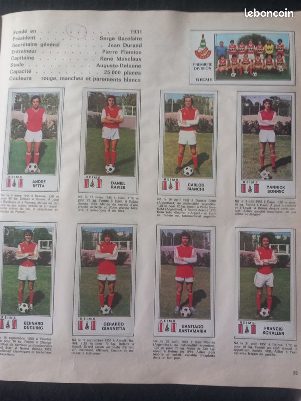 Page Album Panini Football 77 - Nîmes Olympique - 1977 - Collection Vintage