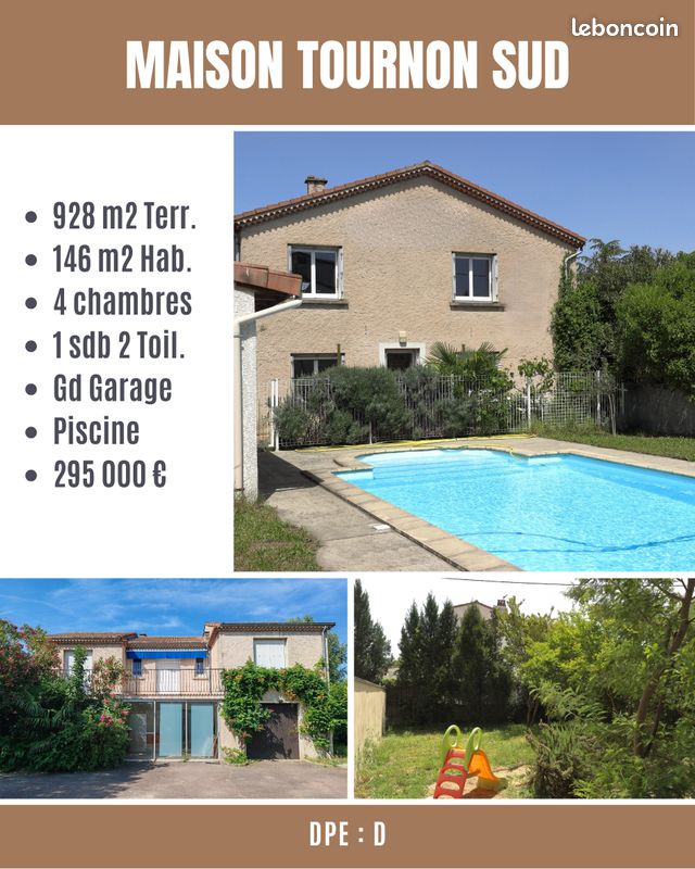 Maison 6 pièces 146 m² · à Tournon-sur-Rhône · 146 m² · 295 000 €