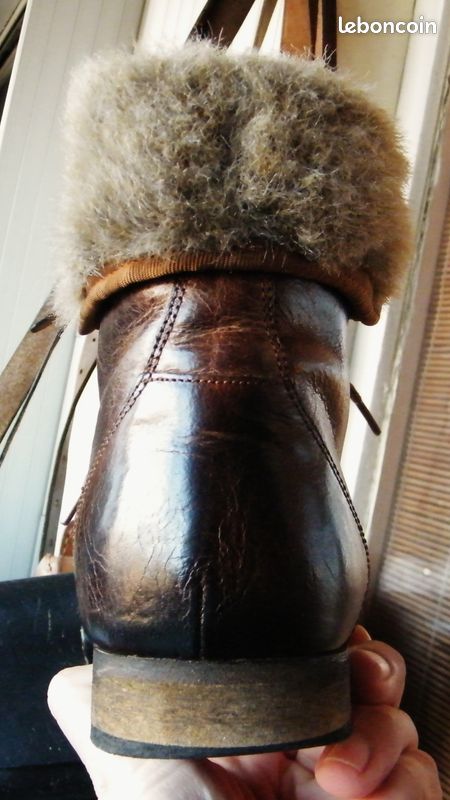 Eram Bottes Femme Fourre Bottines Fourrées En Cuir Marron Eram Be