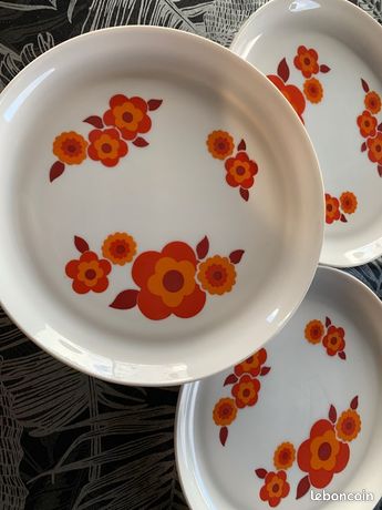 6 ASSIETTES PLATES fleurs marguerites ARCOPAL 8292 Blanc Céramique