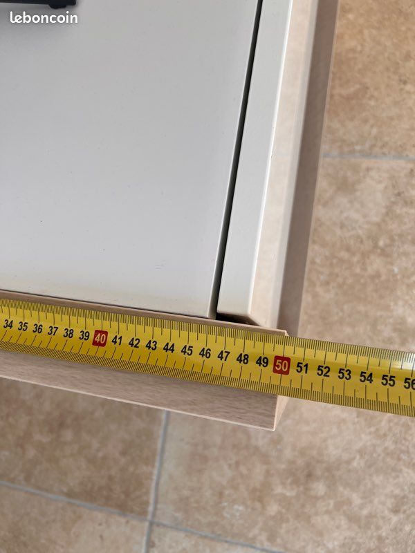 Meuble TV / meuble bas design – blanc laqué & bois – 150 cm (image 6)