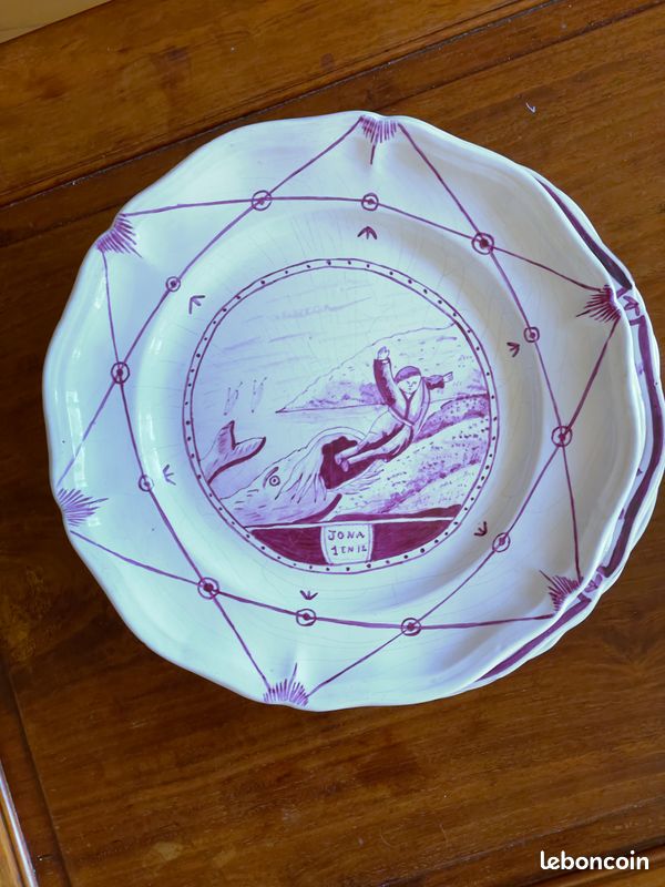 13 assiettes à décor biblique 19e siècle ou avant (18e) attribution Saint Omer (image 6)