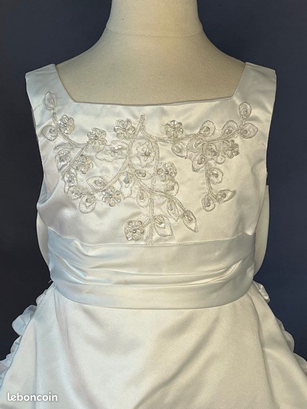 Robe enfant blanche baptême communion cérémonie mariage 4 ans 893 (image 3)