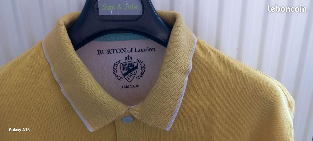 Polo homme burton of london jaune Vêtements