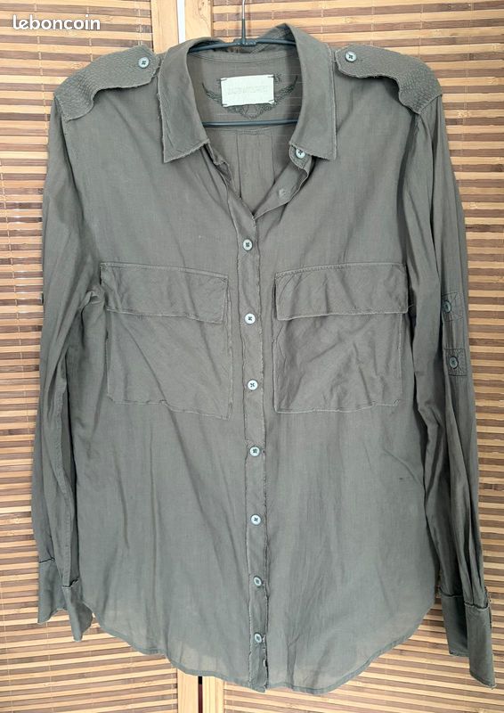 Chemise Zadig & Voltaire Tevor kaki vert de gris TM (image 1)