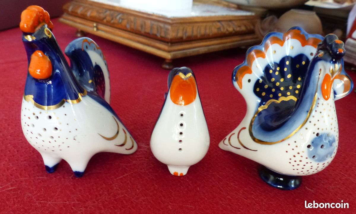 Figurine Coq Poule En Porcelaine – Salière Poivrière URSS Style Russe