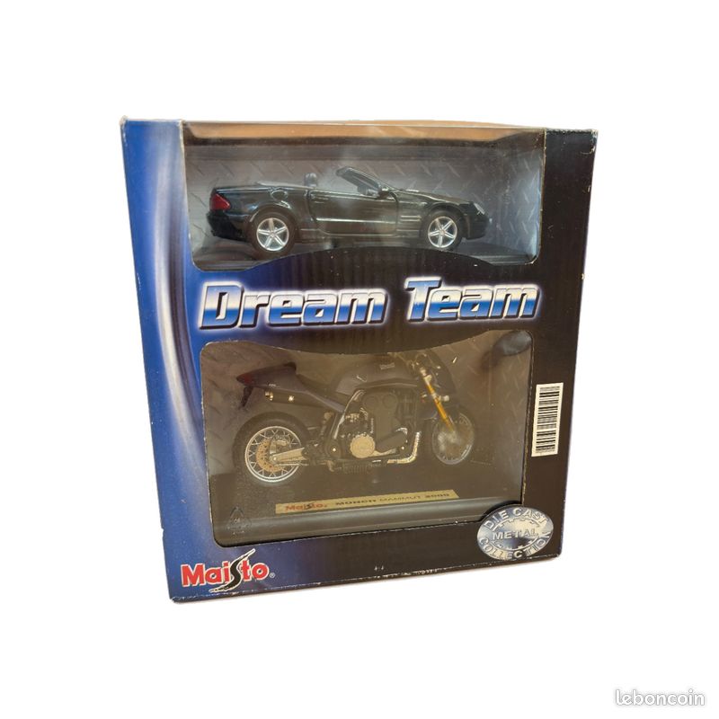 Pack 2 Vehicules Maisto Dream Team Mercedes SL + Munch Mammut Moto - Occasion Vérifiée (image 1)