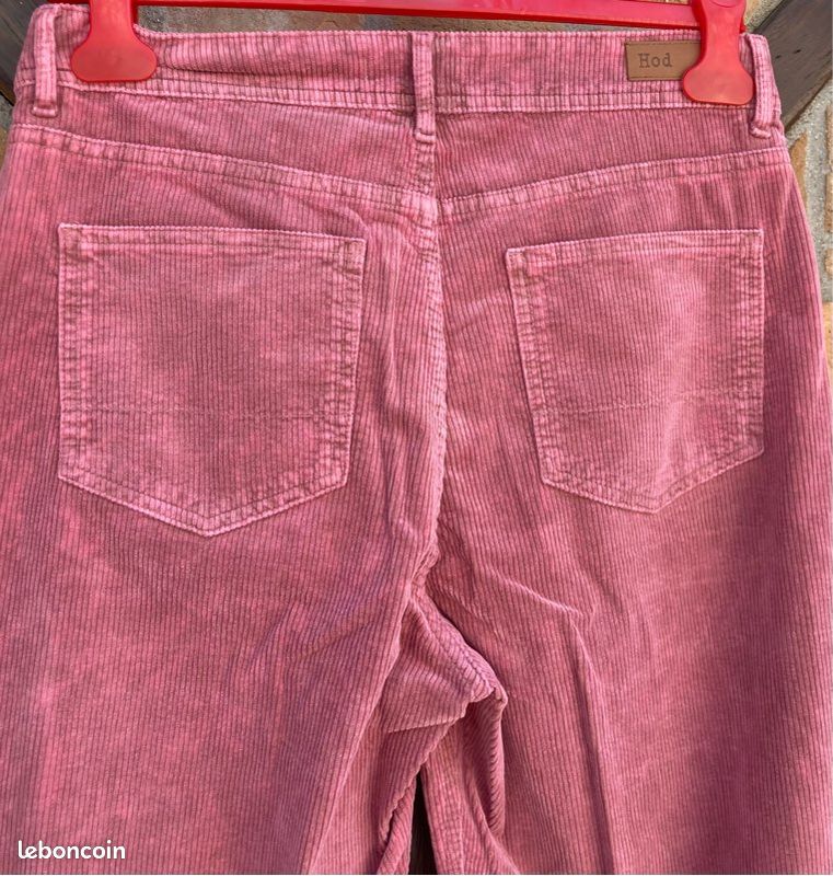 Pantalon à la coupe décontracté, en velours côtelé, vieux rose côtelé, Hod Paris, 27 US = 37 FR grand (image 13)