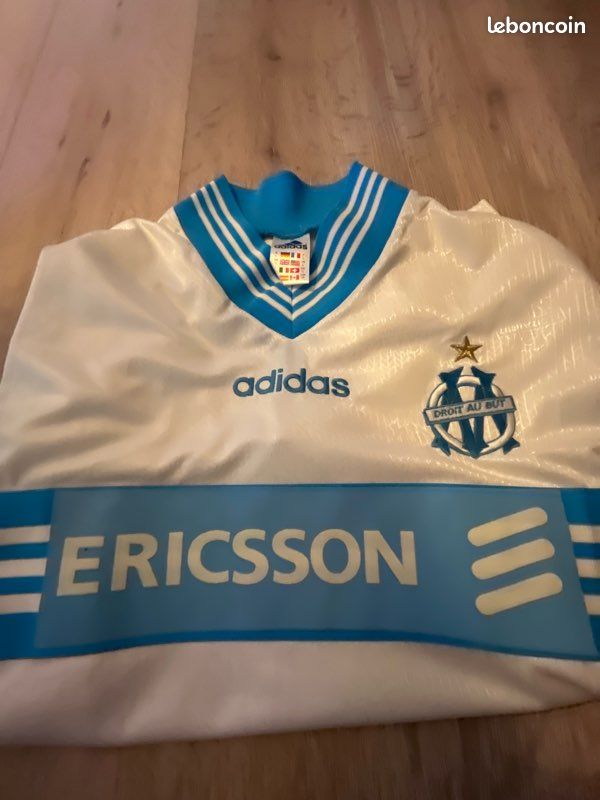 Maillot OM Domicile 1997/98 - Olympique De Marseille Adidas Blanc Taille L - Signé