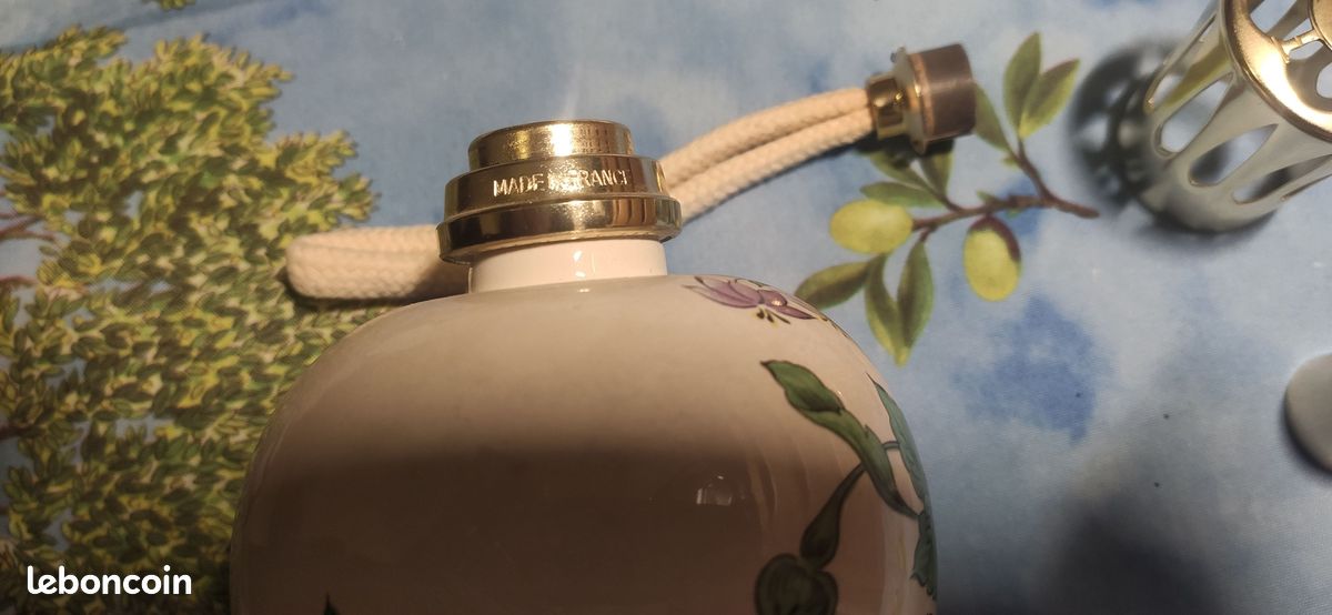 Lampe Berger Keller Et Guérin Lunéville Faïence, Décor Réverbère, Ancienne