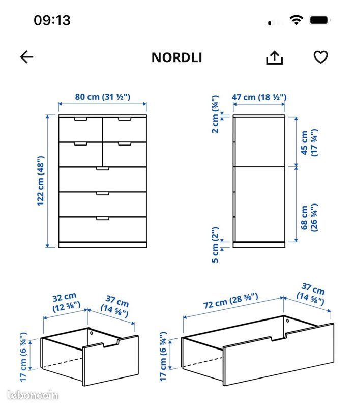 Commode 7 tiroirs IKEA gamme Nordli (image 9)