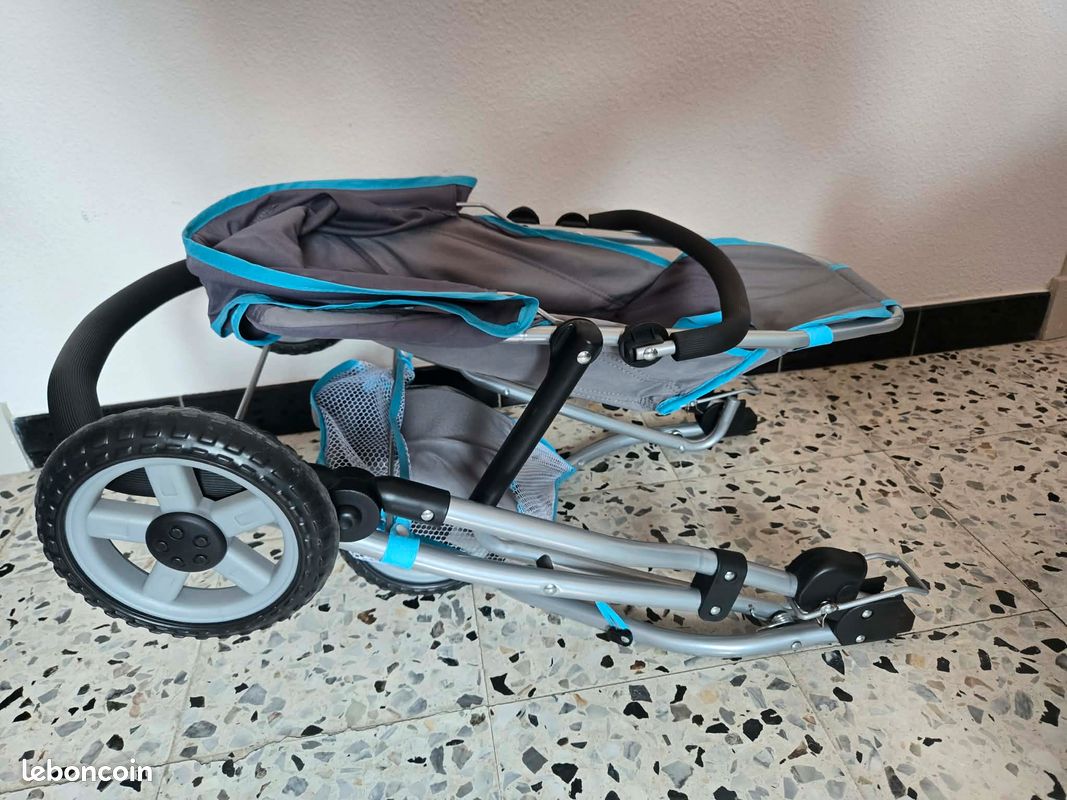 Acc, Poussette pliante pour poupée, rose à pois blancs, 4 roues doubles