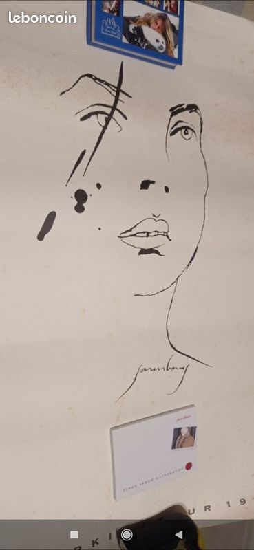Dessin Serve Gainsbourg dedicacé pour tournée Jane Birkin 1991 (image 2)