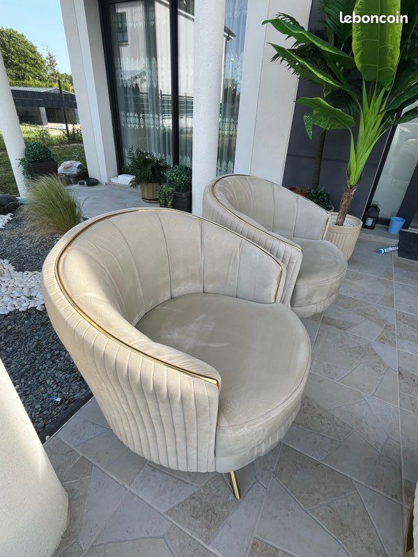 Canape beige velour (image 3)