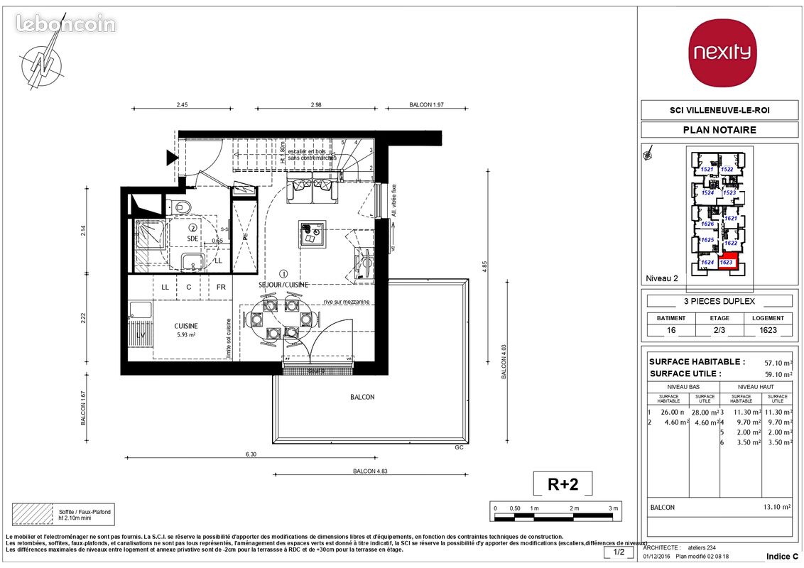 Appartement a louer villeneuve-le-roi - 3 pièce(s) - 57 m2 - Surfyn
