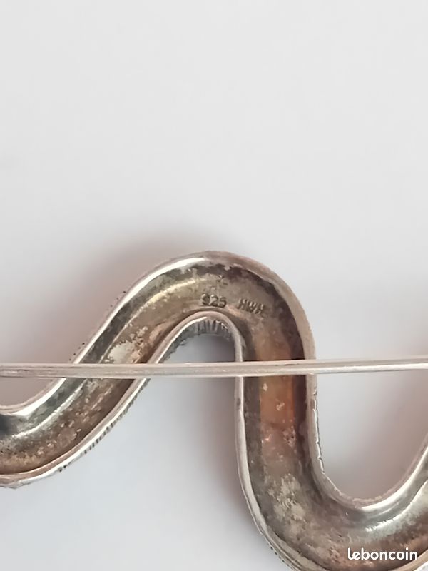 Broche en Argent Massif Poinçonné 925 Serpent A000155