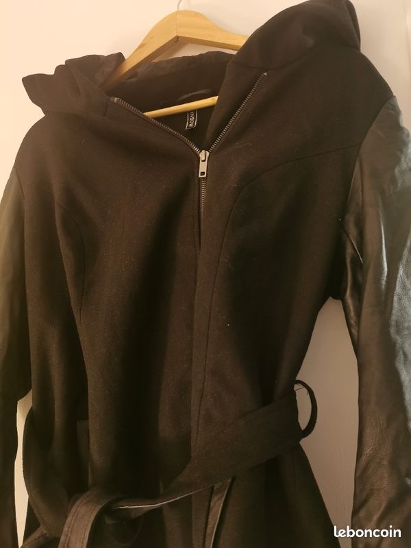 Manteau bi-matière noir 42 (image 2)