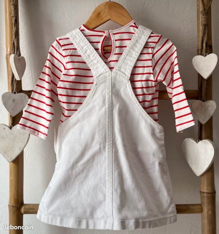 Robe et marinière rouge et blanche 18/24 mois (image 2)