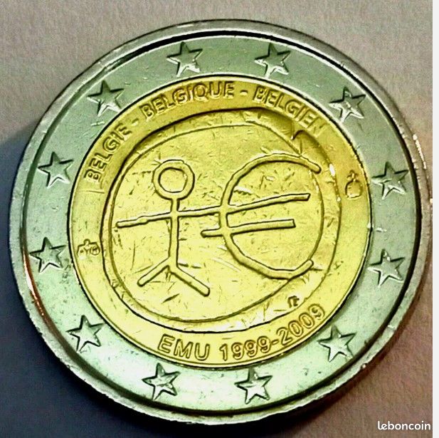 Pièce 2 euros commémorative EMU 1999-2009 (Belgique) (image 1)