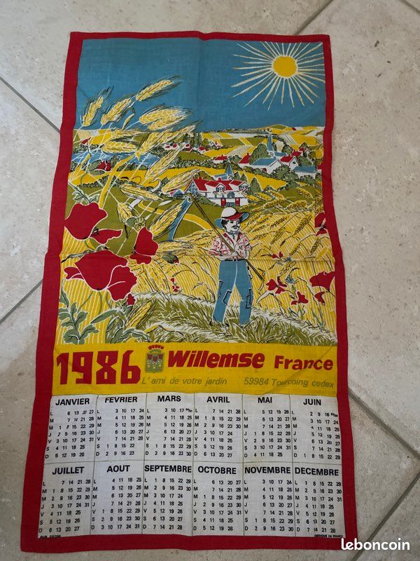 Torchon calendrier 1986 - Collection