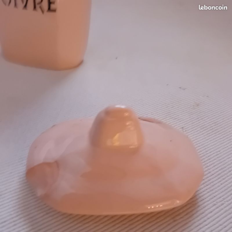 Série de pot de cuisine faïence Digoin Sarguemines de Type Beaujeu rose-crème (image 17)