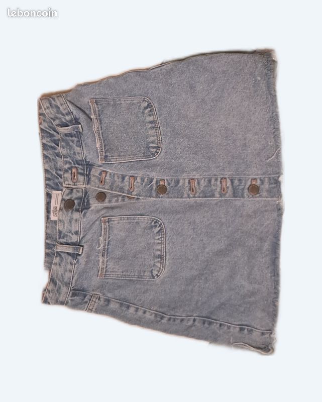 Jupe En Jean Zara Taille 40 - Bleu, Style évasé, Occasion Très Bon état