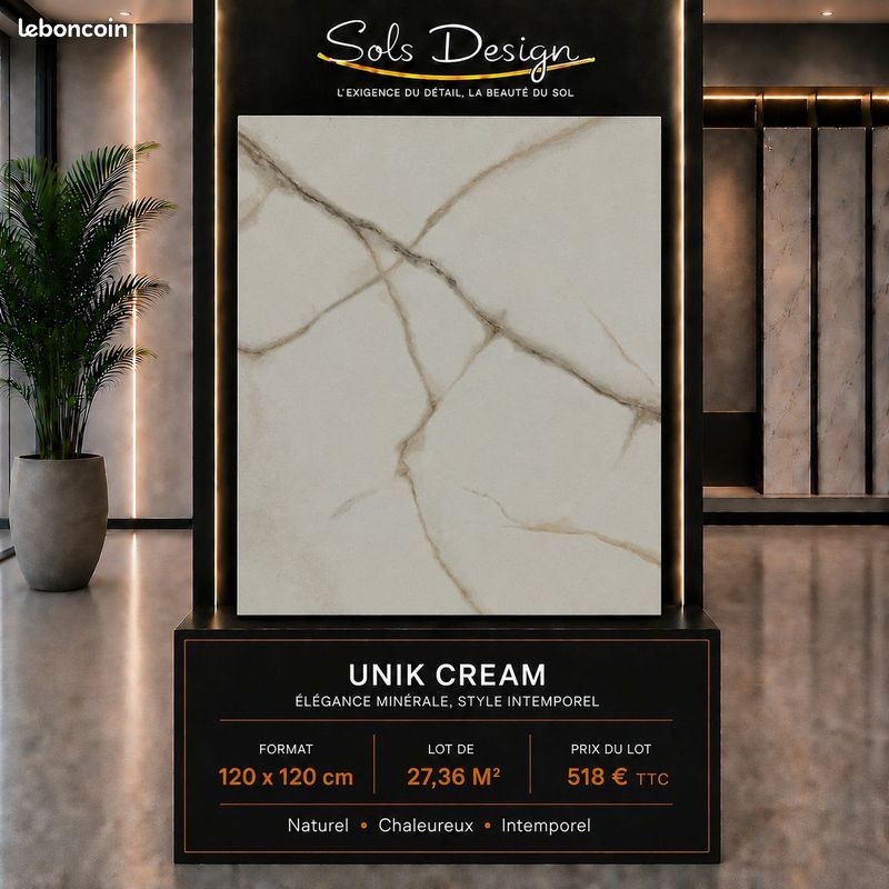 🔥 GRAND DÉSTOCKAGE DE JUILLET – CARRELAGE UNIK CREAM 120x120 🔥 (image 1)