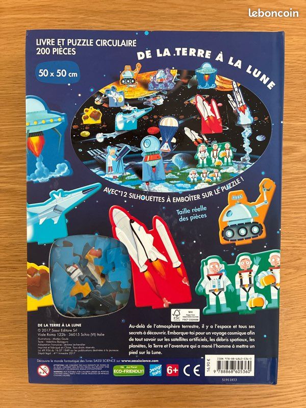 Livre et puzzle circulaire de 200 pièces « De la terre à la lune » (image 3)