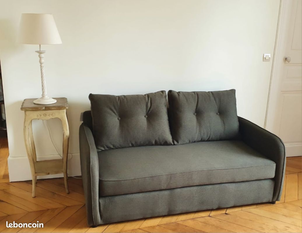 Canapé 2 Places Alinéa Gris - Tissu Polyester, Occasion En Bon état - Dimensions 173x?x60 Cm