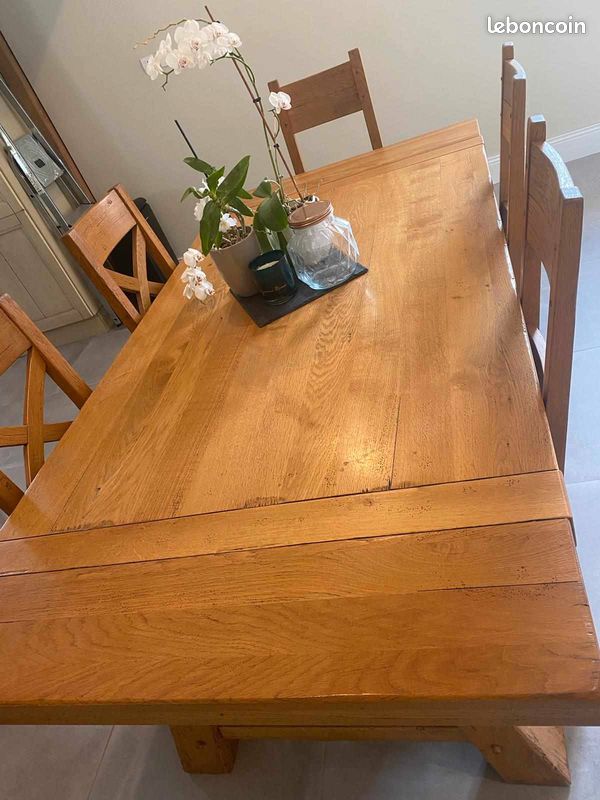 Table de ferme d'ébéniste et 6 chaises (image 2)