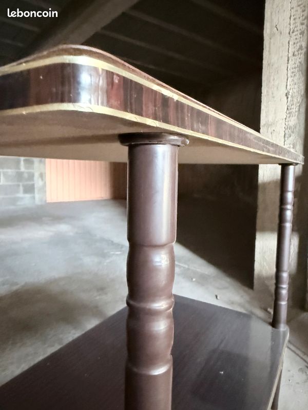 Desserte double plateau en palissandre sur roulettes – Meuble TV (image 3)