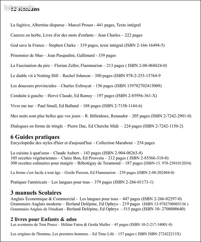 Lots 22 livres, Romans, Guides pratiques, Manuels Scolaires, Enfants (image 14)