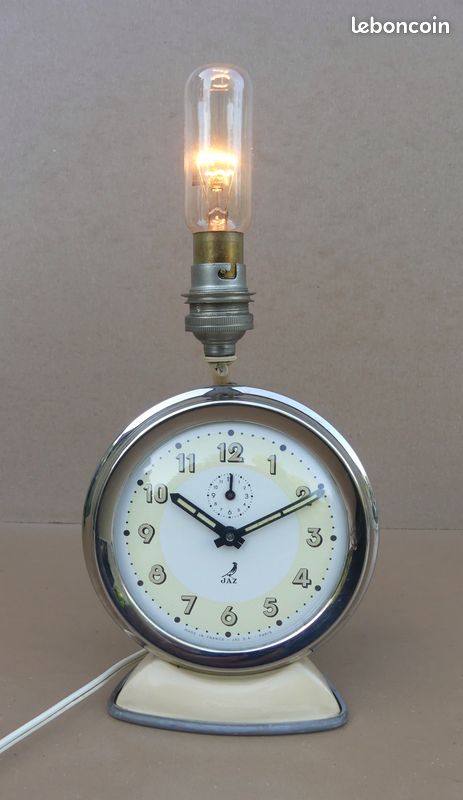 Ancien réveil lampe de chevet JAZ LAMPIC / JAZIC rare vintage FONCTIONNE abat-jour lamelles plastique années 50 (image 19)