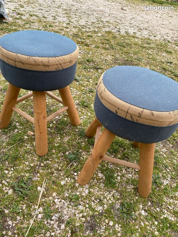 Tabouret pouf en bois (image 2)