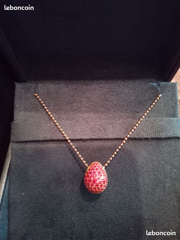 Collier Pendentif Oeuf Style Fabergé Rose - Strass, émail, Alliage (neuf, Avec étiquette)