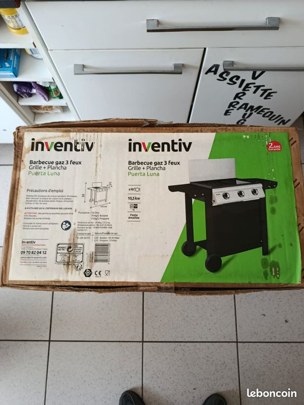 Barbecue Gaz 3 feux INVENTIV Puerta Luna – NEUF SCELLÉ (Grille + Plancha) (image 3)