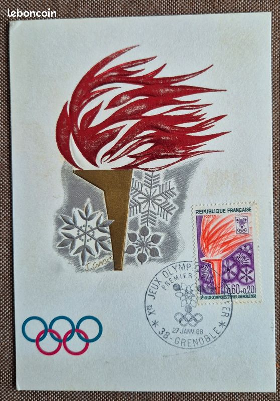 Carte Postale Jeux Olympiques Grenoble 1968 – Inédit, 1er Jour (ski)
