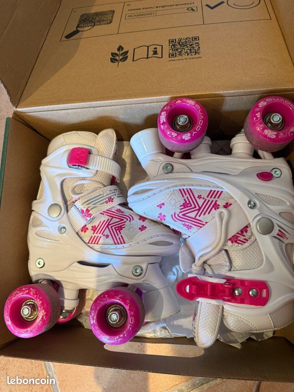 Lot Roller Patins à roulettes Roces Quaddy 3.0 Fille + casque + protection Taille réglable 26-29 (image 3)